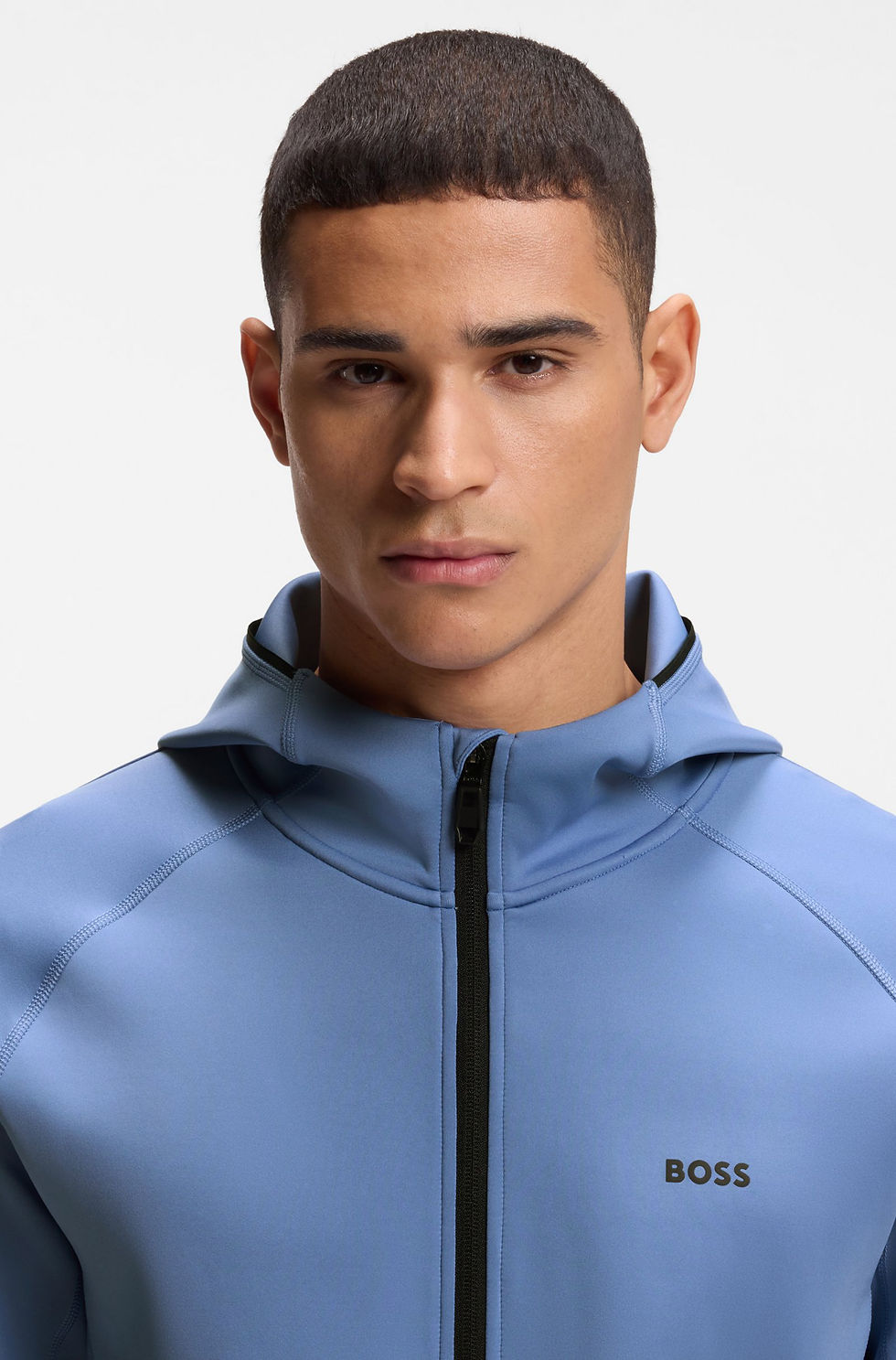 Thumbnail: ACTIVE ZIP-UP HOODIE WITH REFLECTIVE BRANDING IN BLUE 