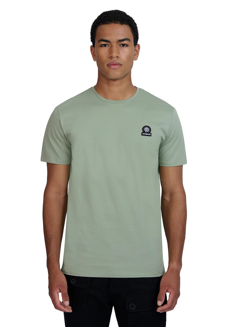 Thumbnail: SANDBANKS BADGE LOGO T-SHIRT IN SAGE
