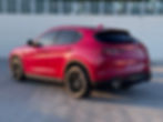 Red SUV at GV Auto Collision for repairs.
