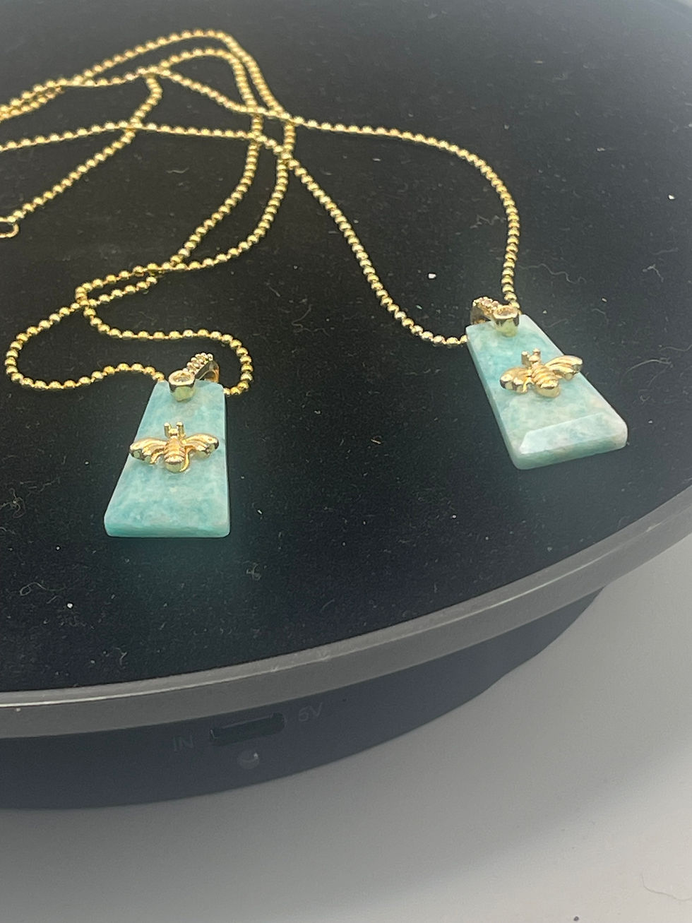 Thumbnail: Amazonite Bee Pendant Necklace