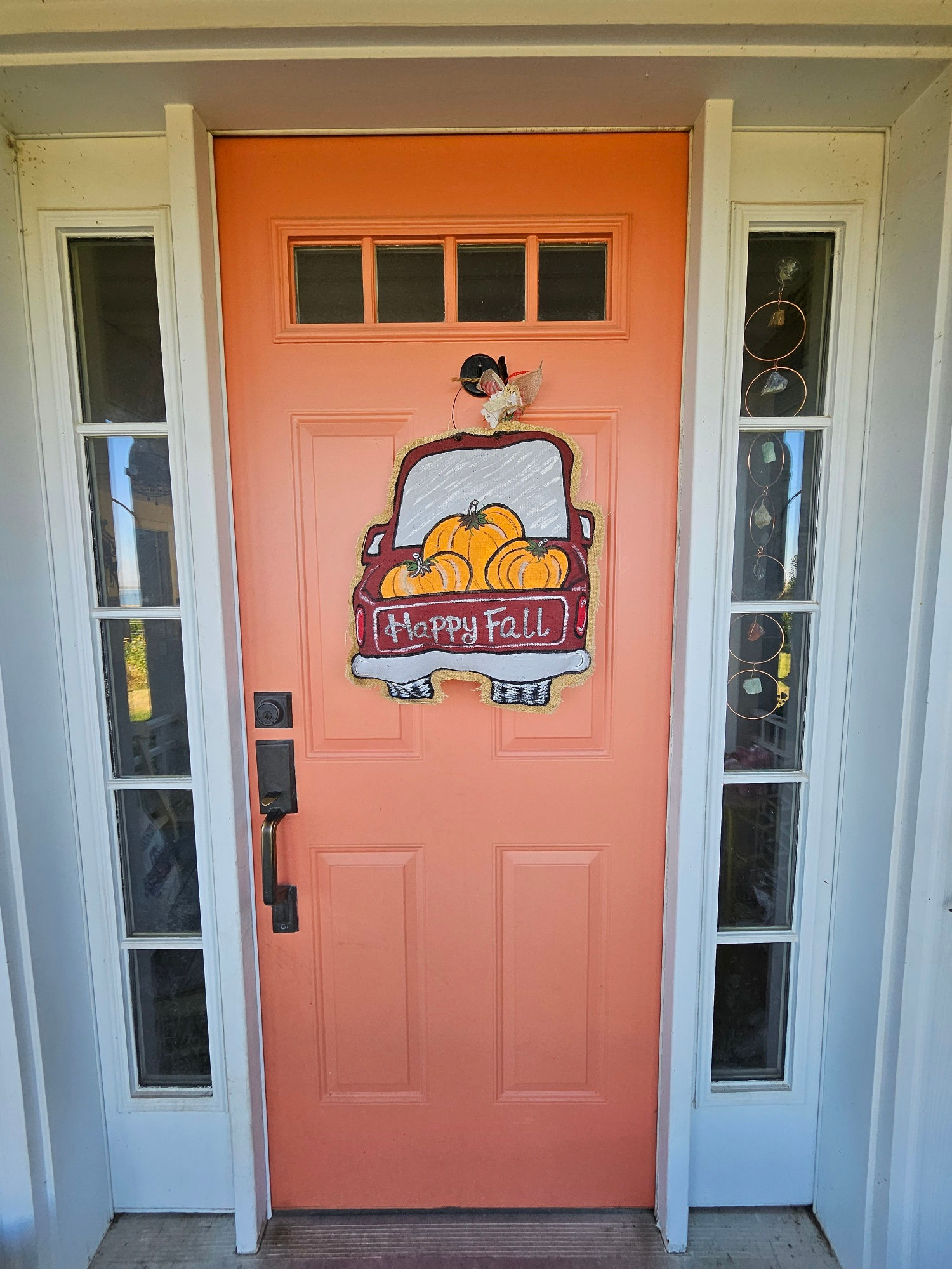 Red Truck "Happy Fall" Burlap Door Hanger