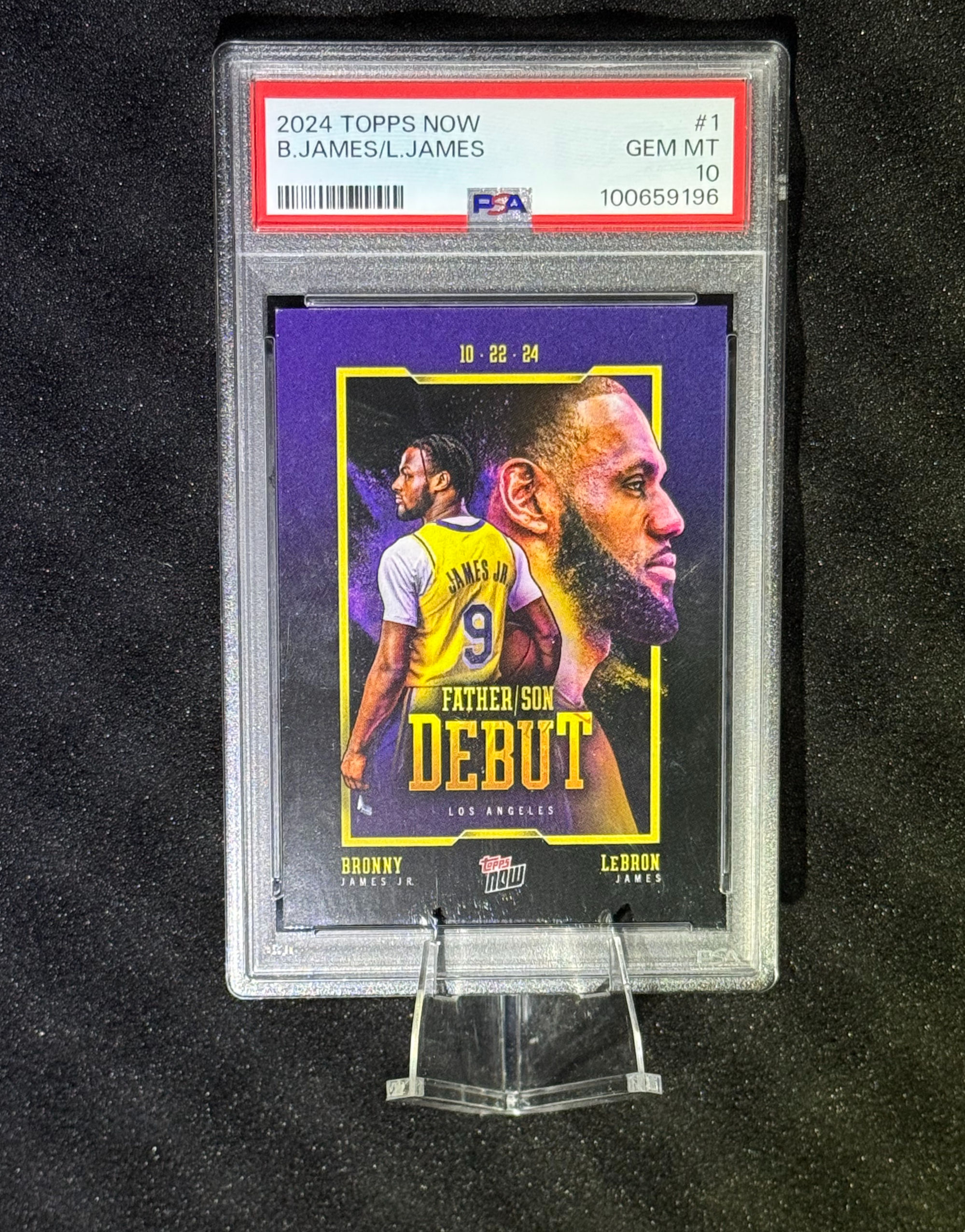 2024 Topps Now Lebron James Bronny James #1 GEM MT PSA 10