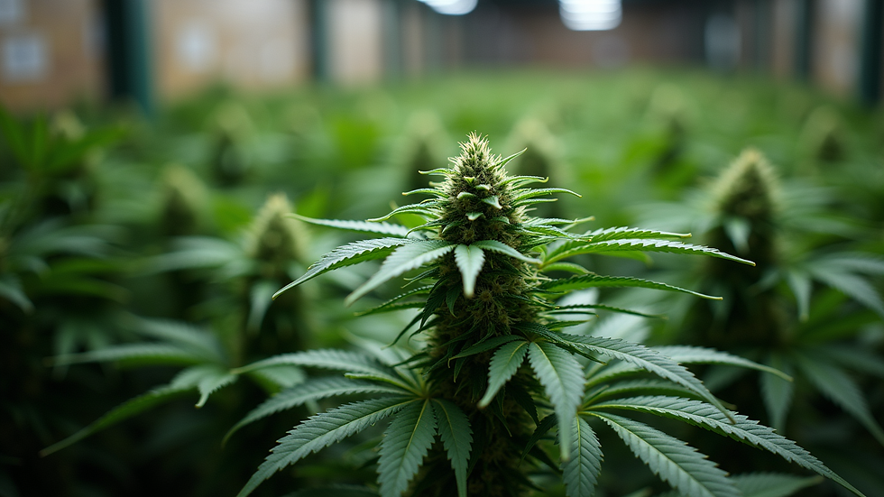 Close-up view of cannabis plants growing indoors in a social club