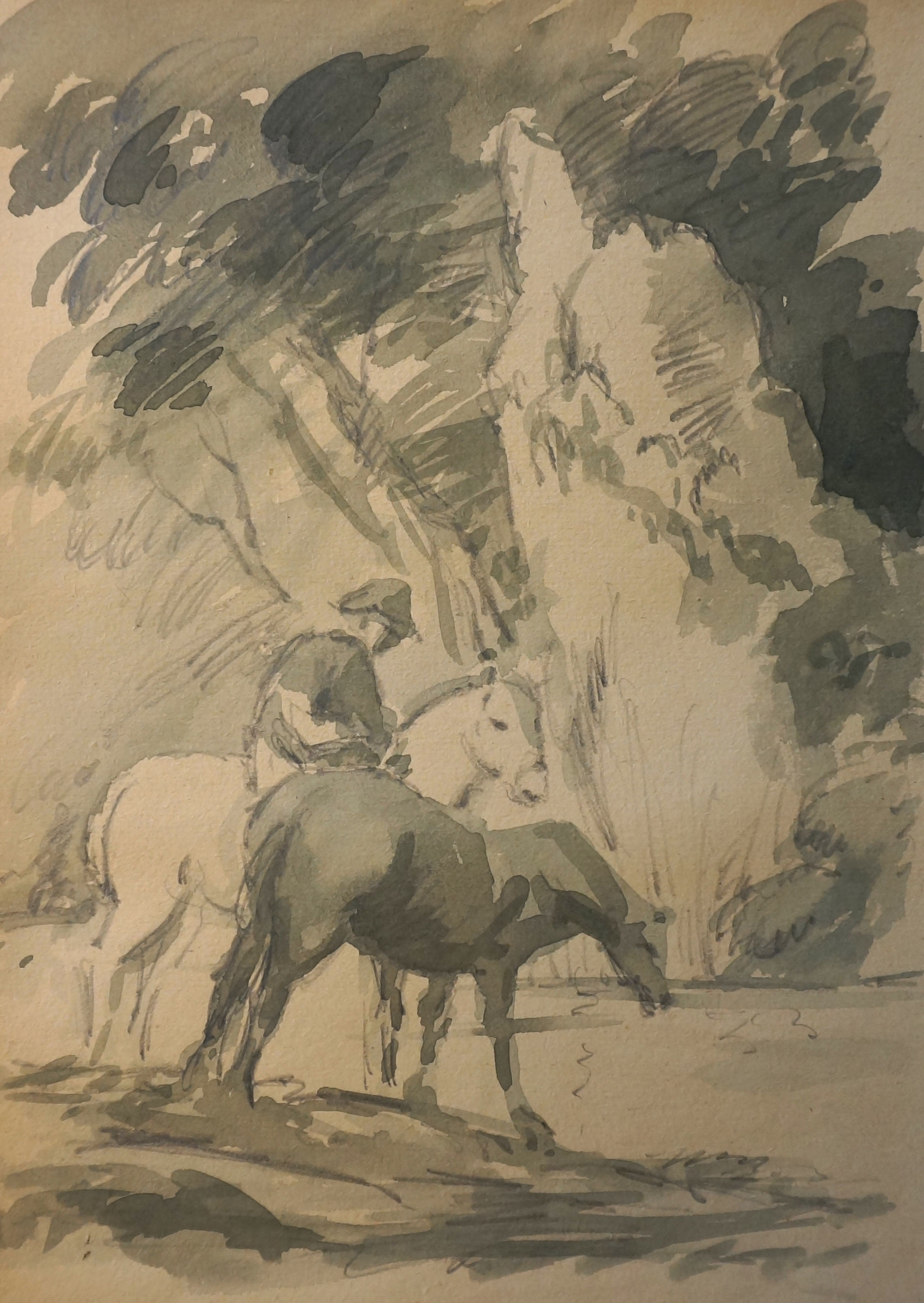 Att. George Frost of Ipswich (1744-1821) -  Landscape with a Horseback Rider