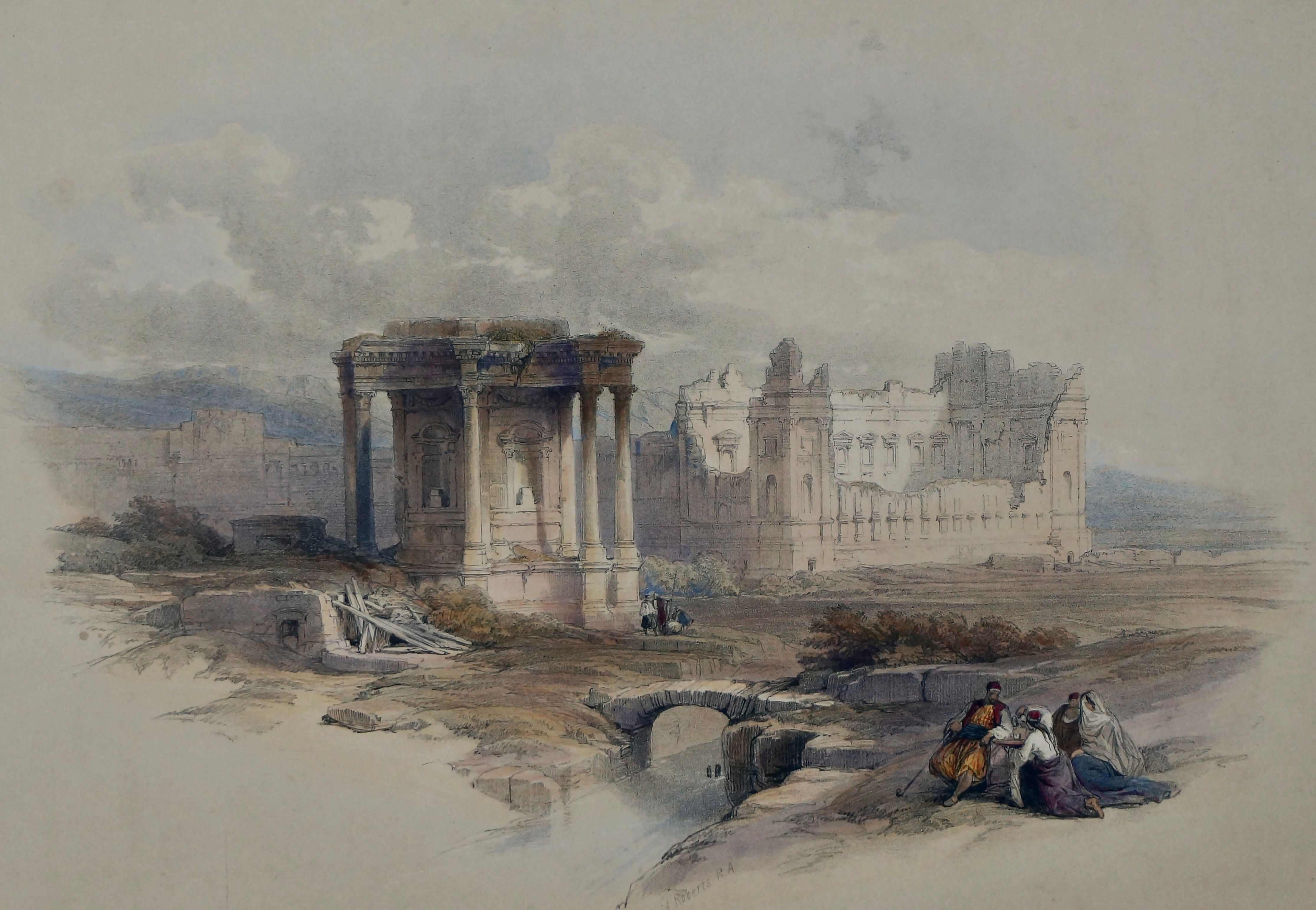 Plate 82 Circular Temple, Baalbec - After David Roberts RA