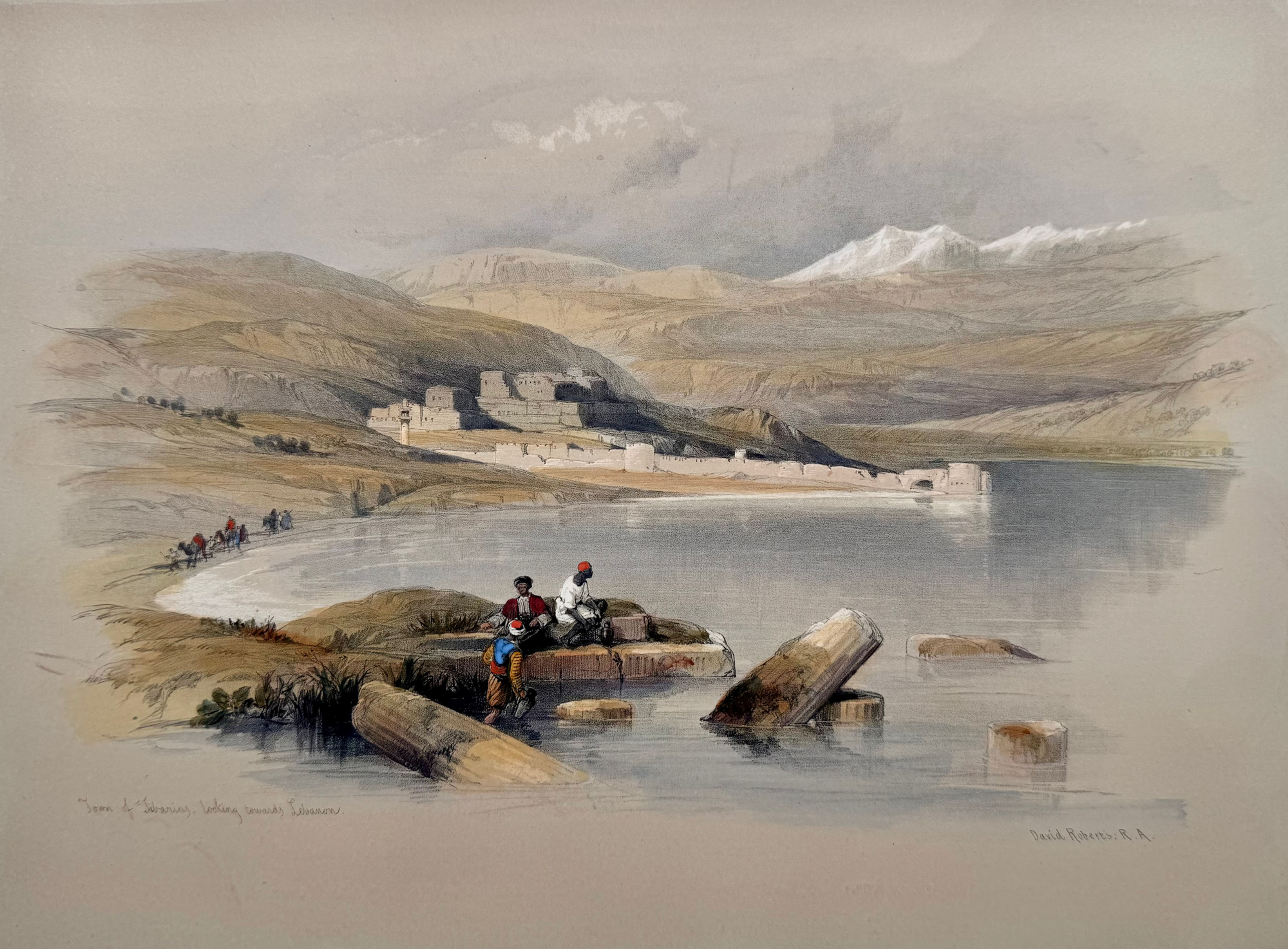 Plate 35 Town of Tiberias looking towards Lebanon - After David Roberts