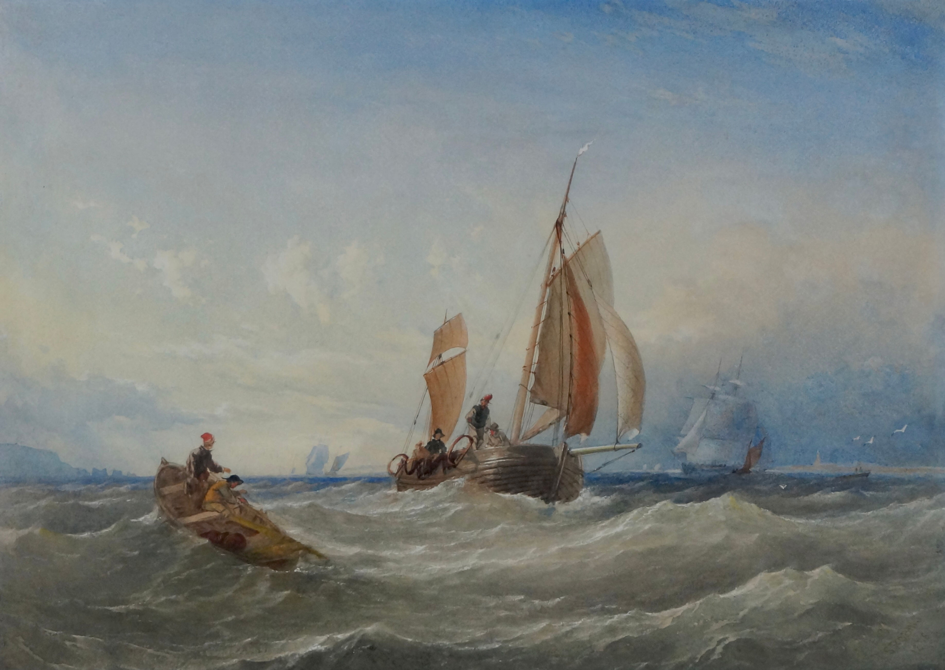 Thomas Sewell Robins (1814-1880) - Fishing boats off the Needles