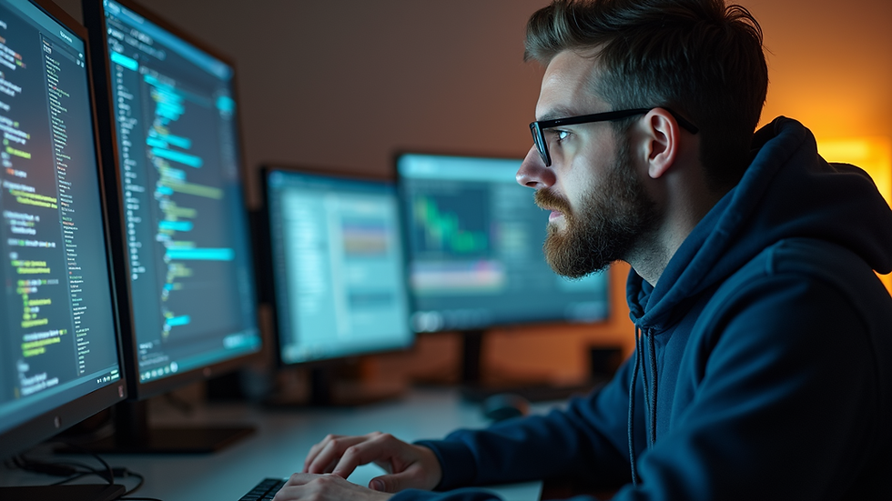 Nahaufnahme eines Programmierers, der an einem Computer arbeitet