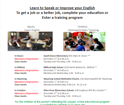 Career and ESL Classes for Families in the Kent County Area
