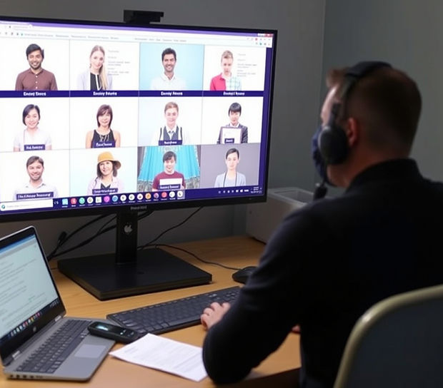 a proctor proctoring 10 candidates taking an online exam on a computer.jpg