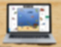 A ocean-themed Boom Card activity being played on a laptop in a summer speech therapy session
