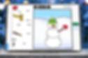 Create a snowman articulation activity for speech therapy being played in a laptop with a snowy background