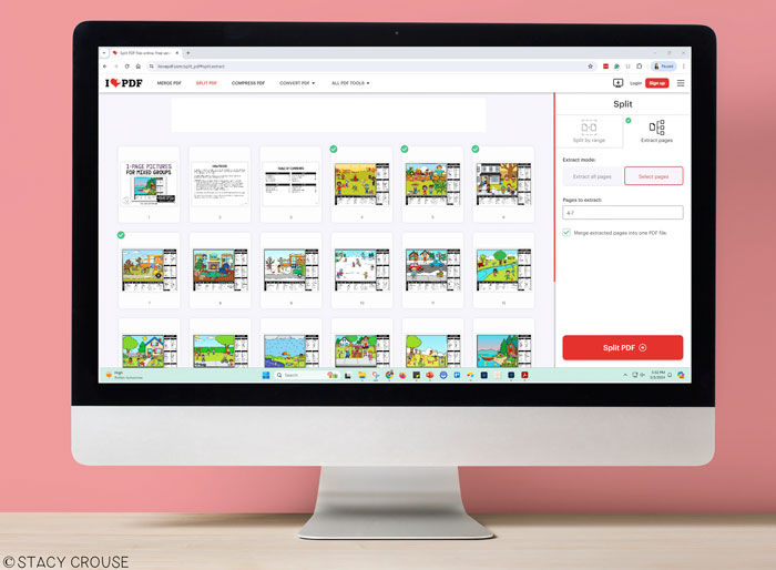 Using a website to split an interactive PDF teletherapy activity into smaller portions