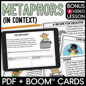 Metaphors Speech Therapy Worksheets and Boom Cards