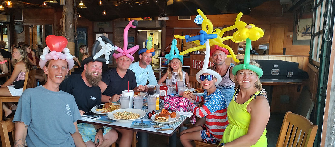 balloons family with hats