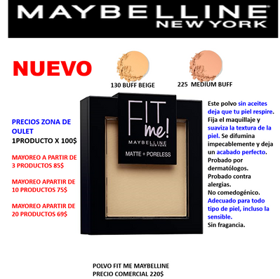 MAQUILLAJE EN POLVO FIT ME MATTE MAYBELLINE