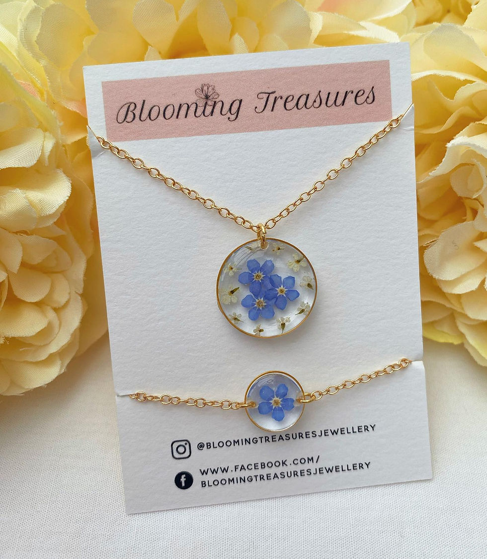 Forget Me Not Necklace & Matching Bracelet