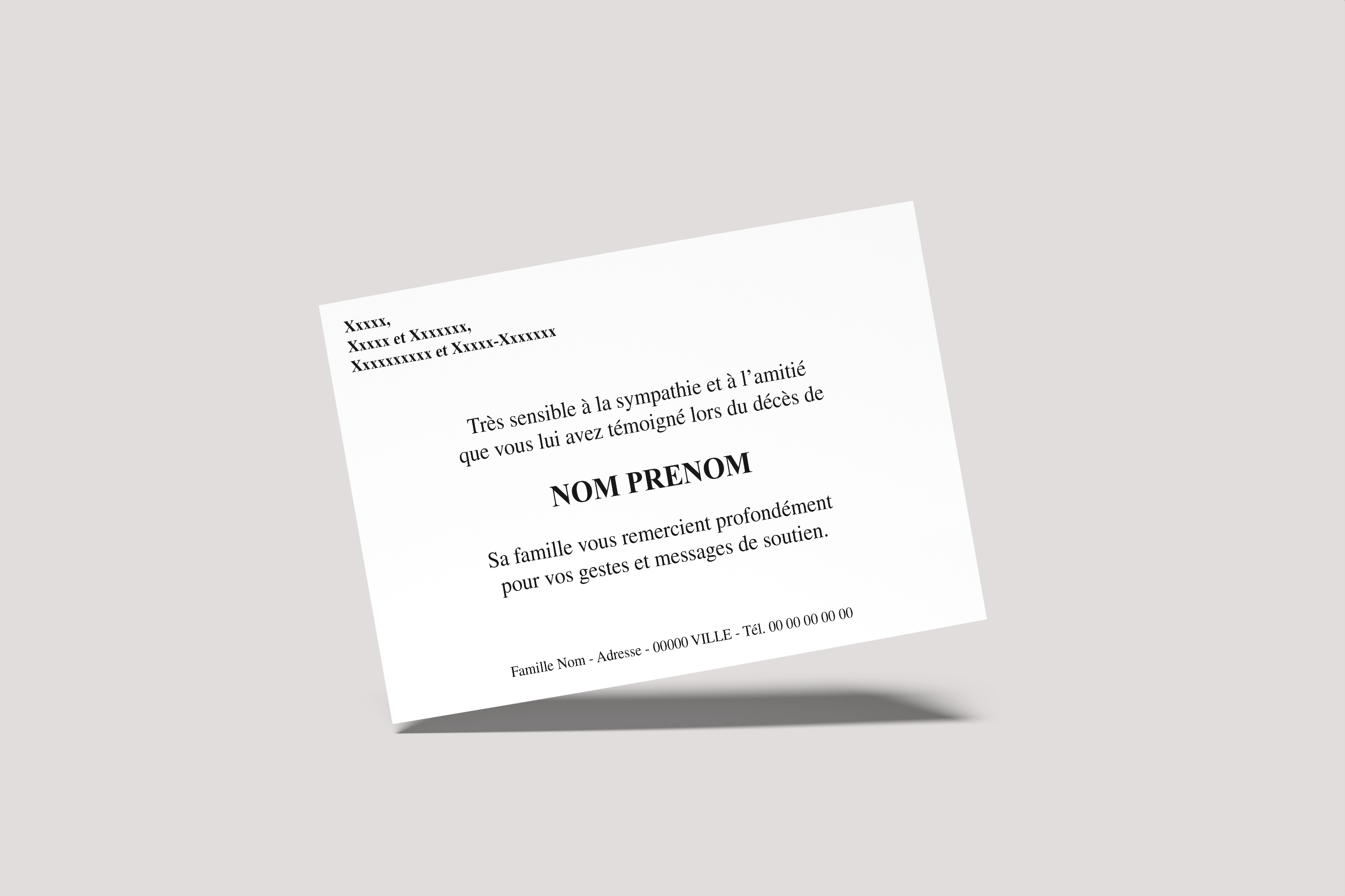 Carte de Remerciements - Modèle 01