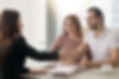 Meeting with agent in office, buying renting apartment or house, buyers of real estate rea