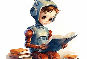 Robot alike Kid reading books