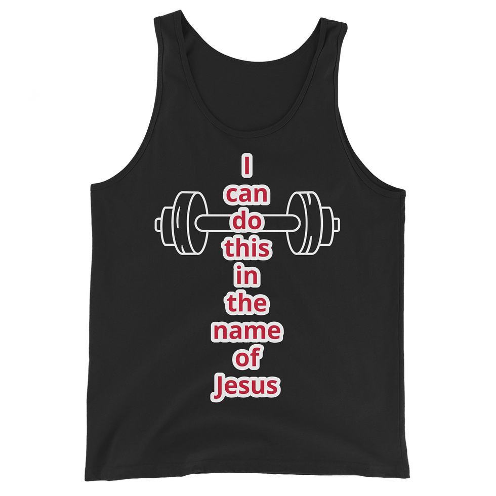 Thumbnail: black tank top shirt that says I can do this in the name of Jesus.