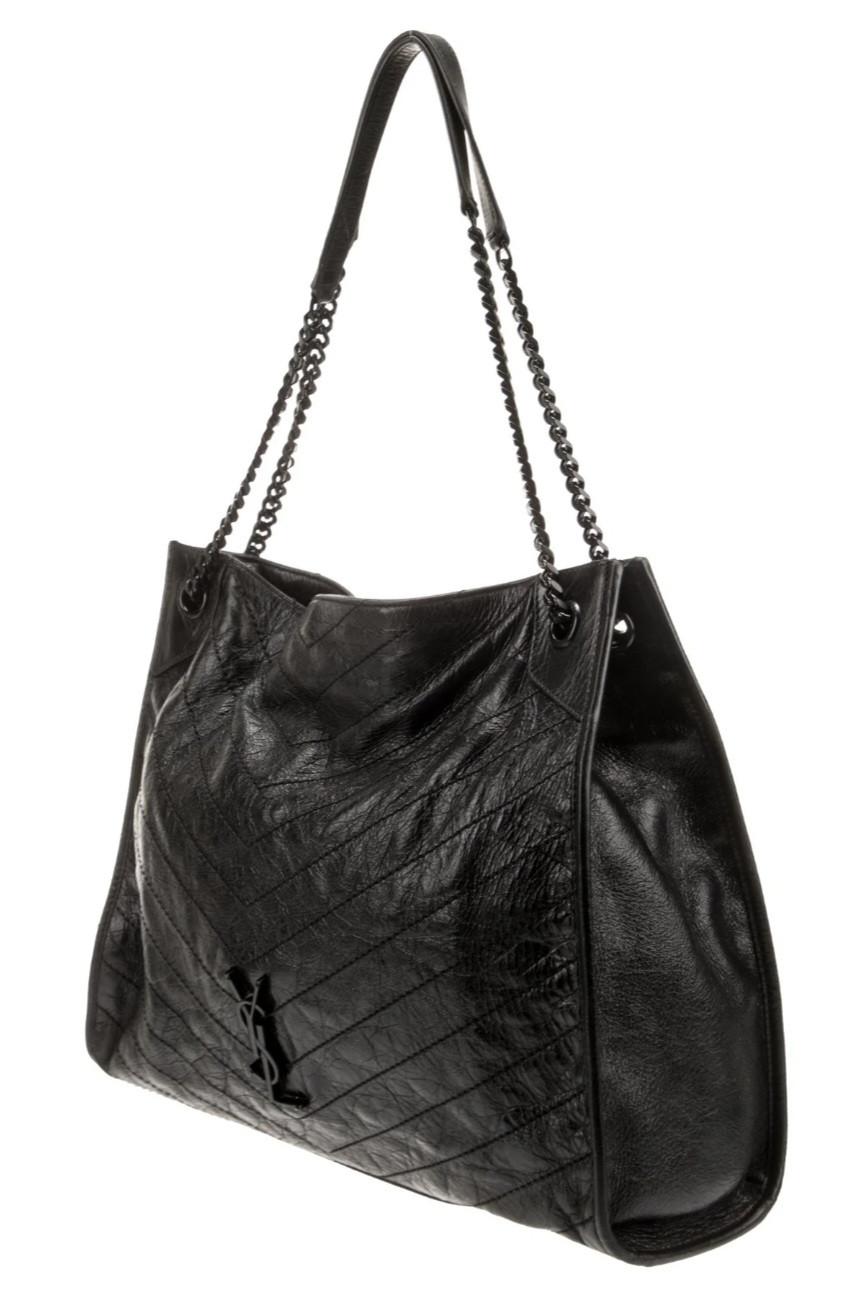 Thumbnail: Yves Saint Laurent Elegant Black Leather Shoulder Bag