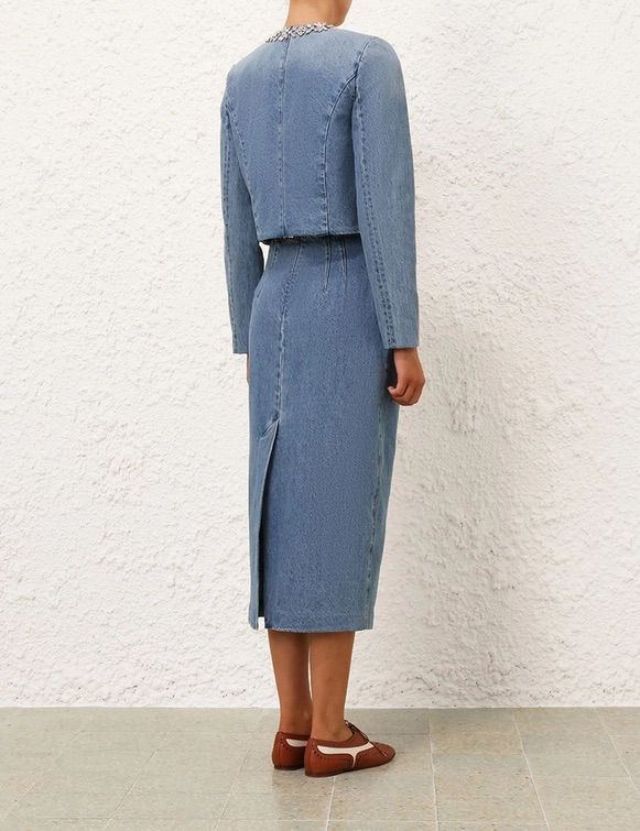 Thumbnail: Crush Embellished Denim Skirt & Jacket Set