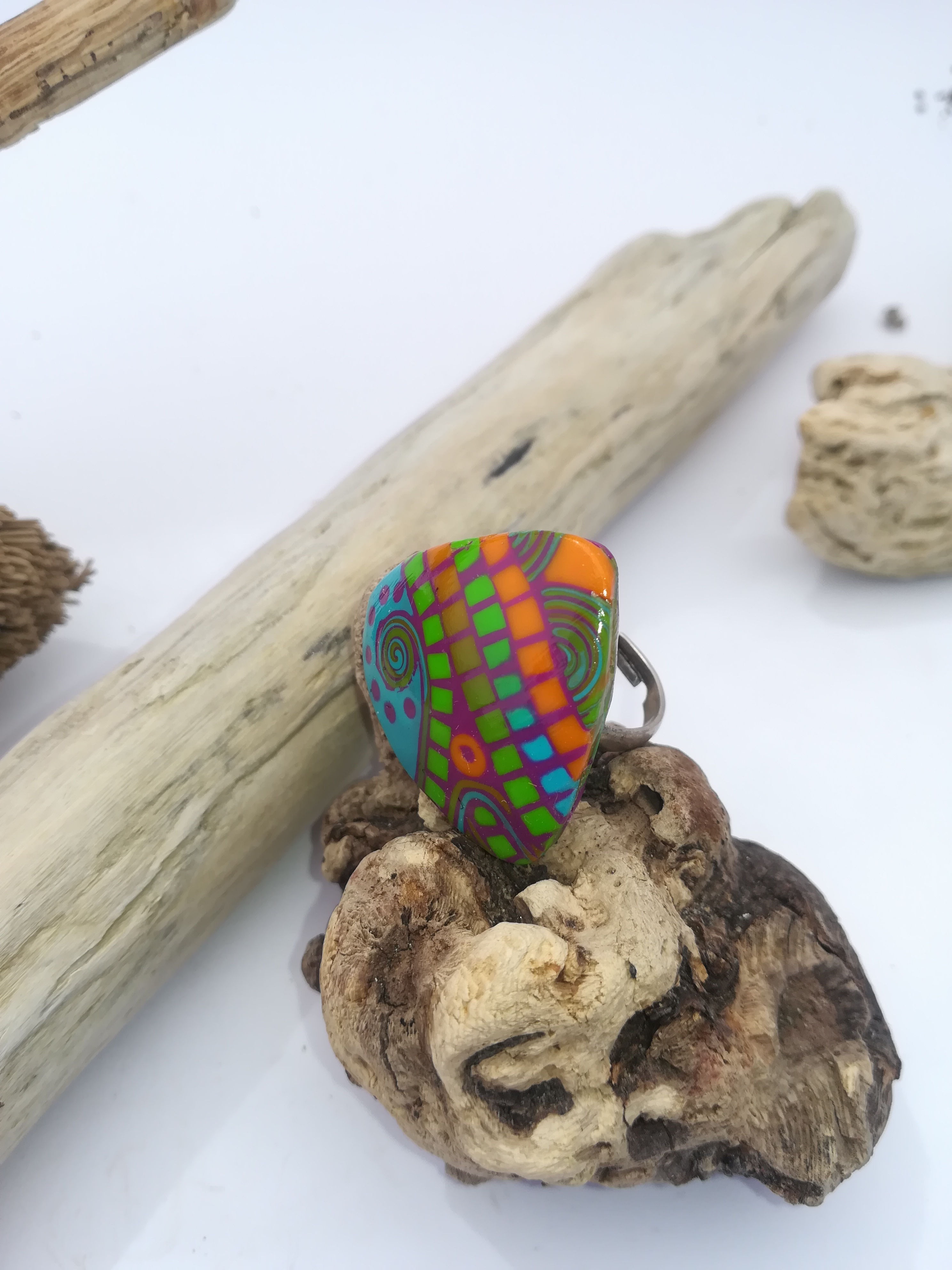 Bague mosaïque multicolore