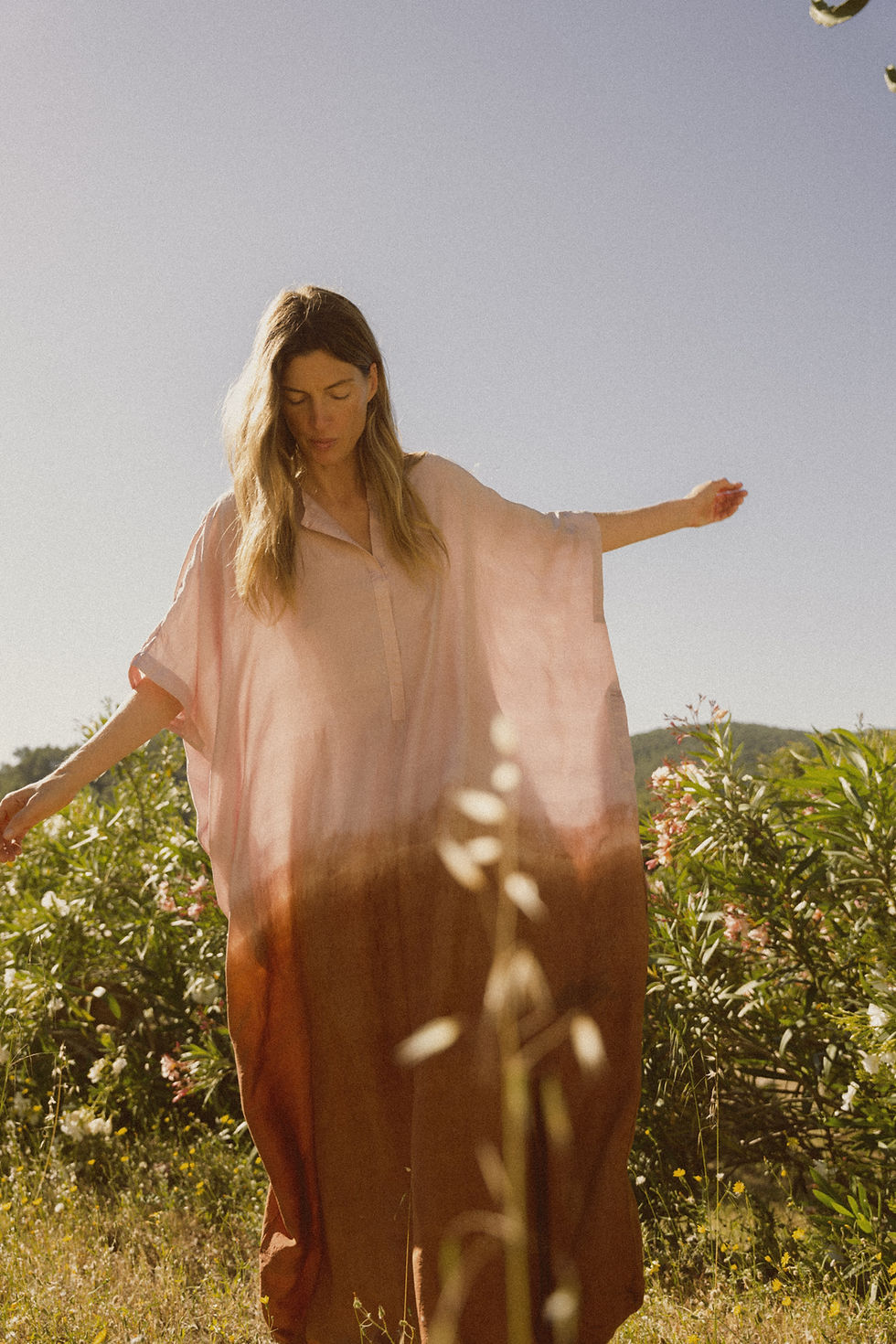 Thumbnail: The Silk Dip Dye Kaftan • Handcrafted Gradient Silk Dress