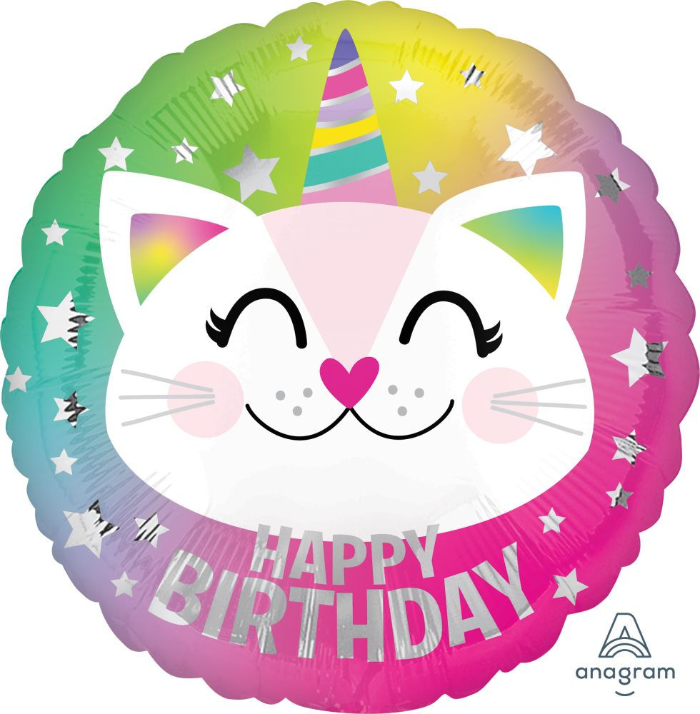 18" Birthday Caticorn Balloon