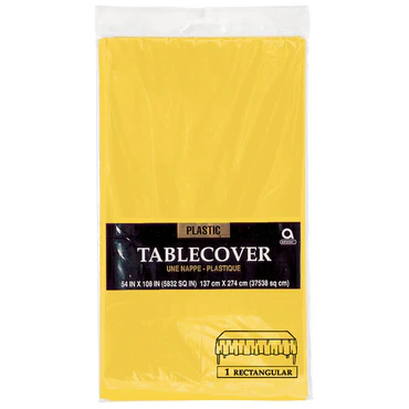 YELOW PLASTIC TABLE COVER 54 X 108IN