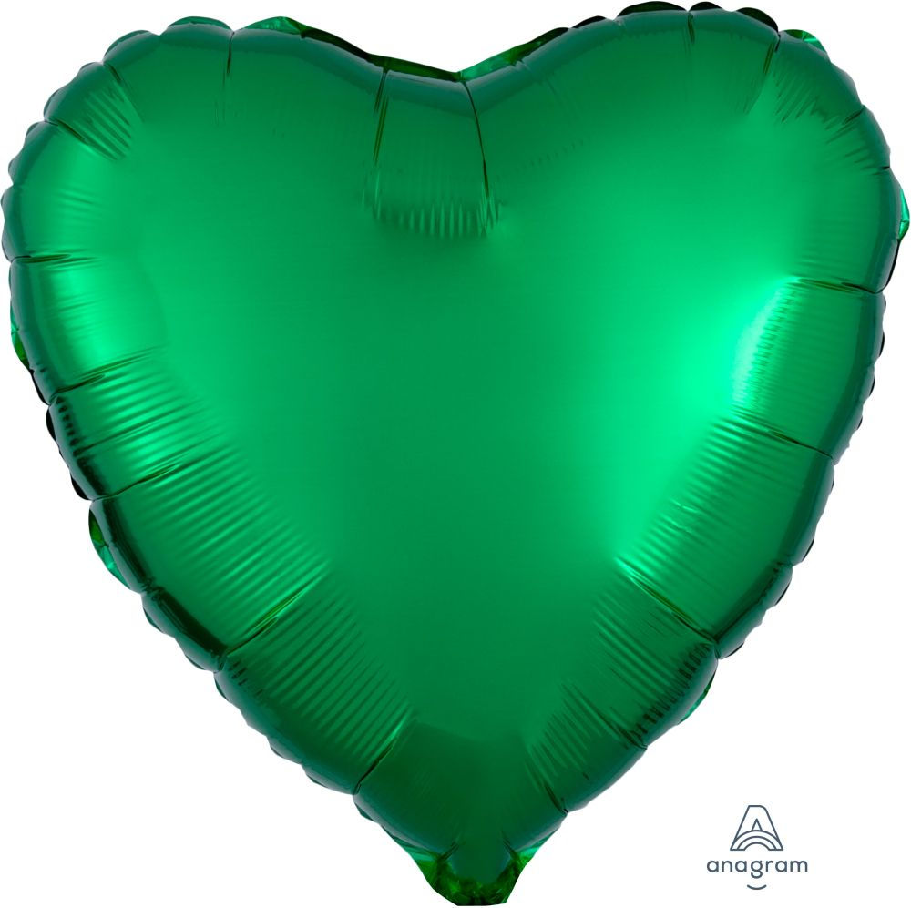 18" Metallic Green Heart Flat Balloon