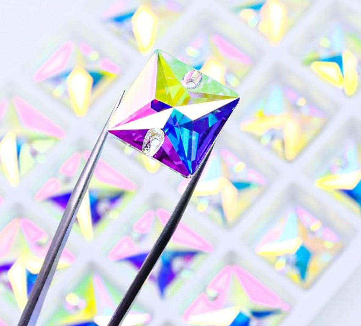 Crystal AB Flat Back Square Glass Rhinestones