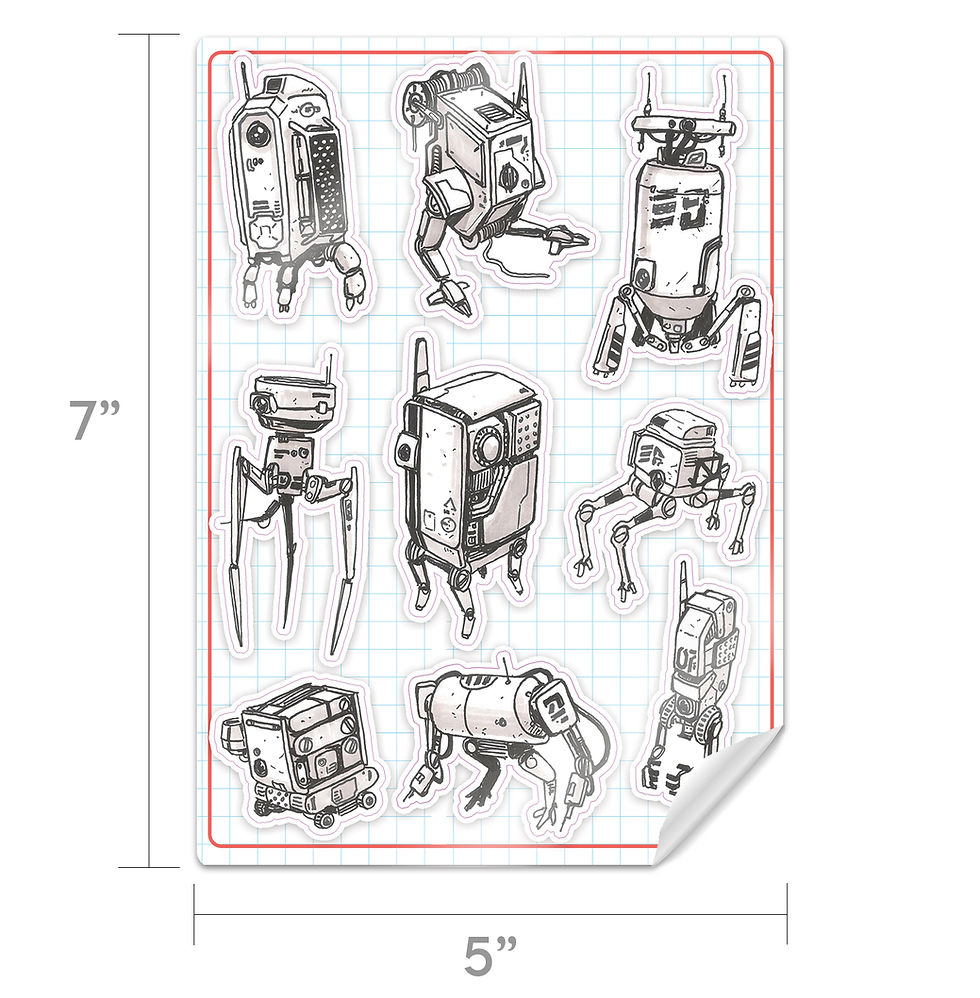 Thumbnail: Construction Bot Sticker Sheet (9 Stickers)