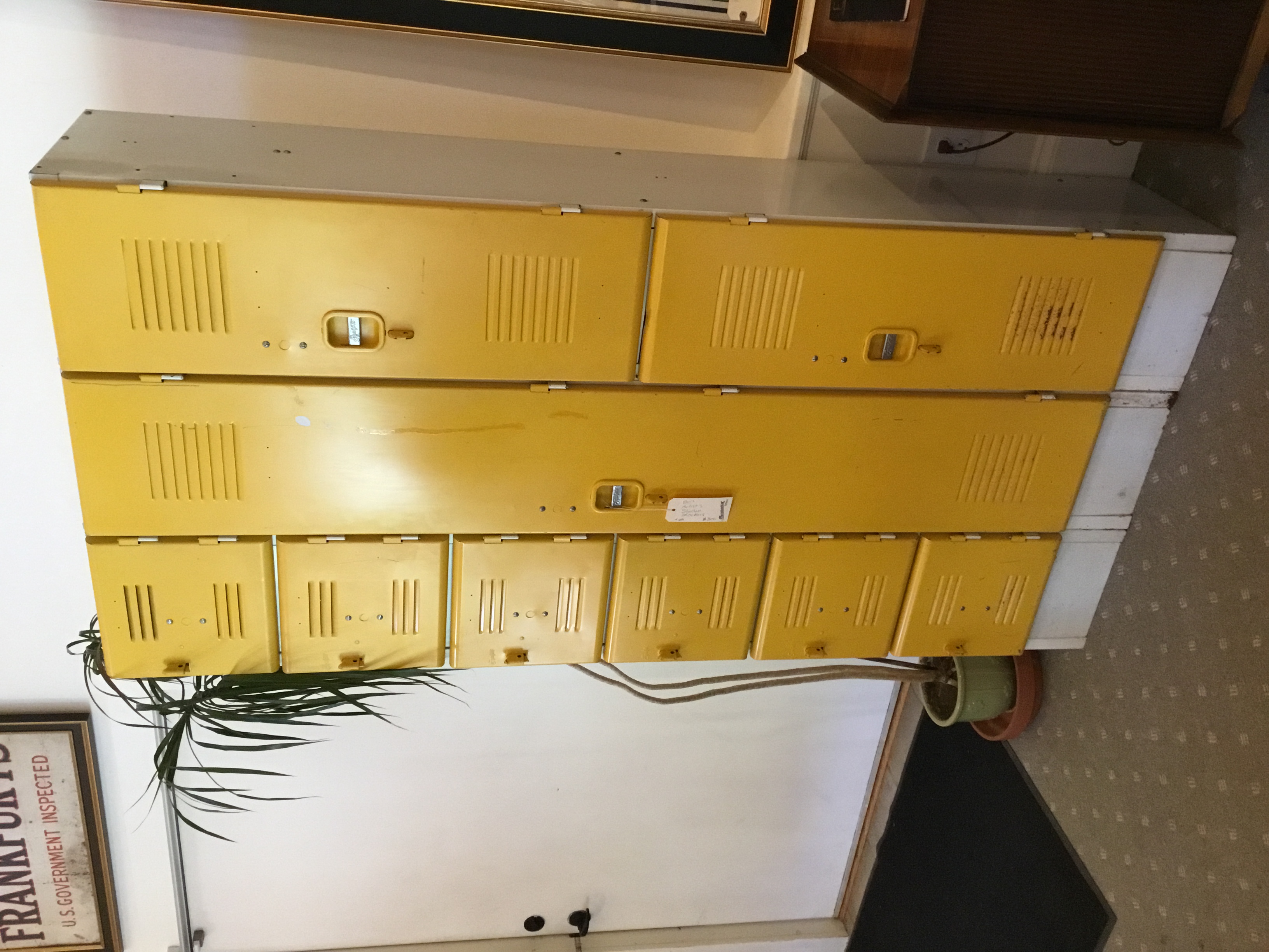 Bright yellow 80's artist's lockers
