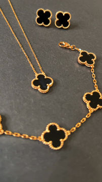 Thumbnail: Rose golden black Four Clover Full Set (1 clover Necklace)