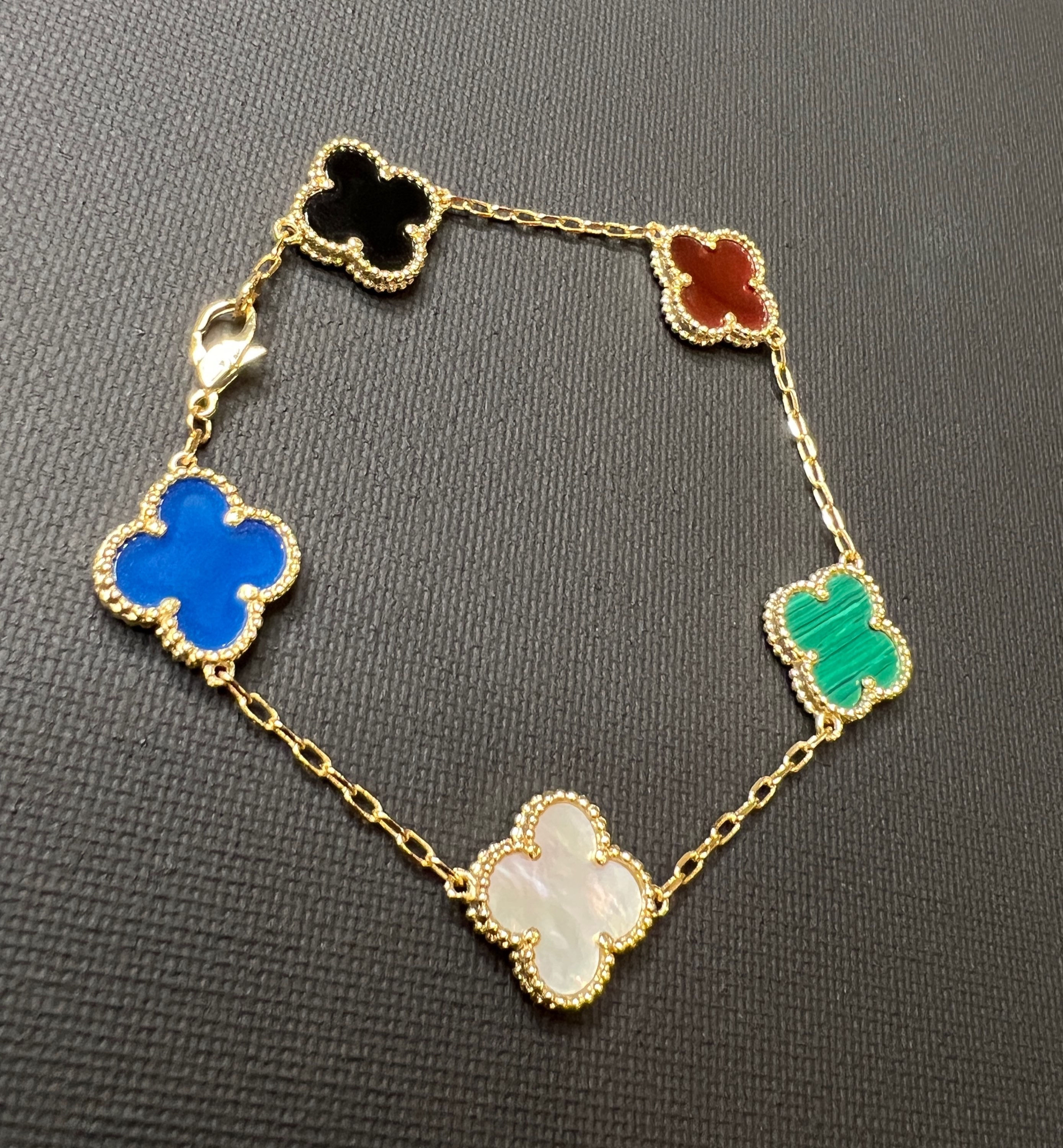 Multi Stone Four Clover Bracelet 