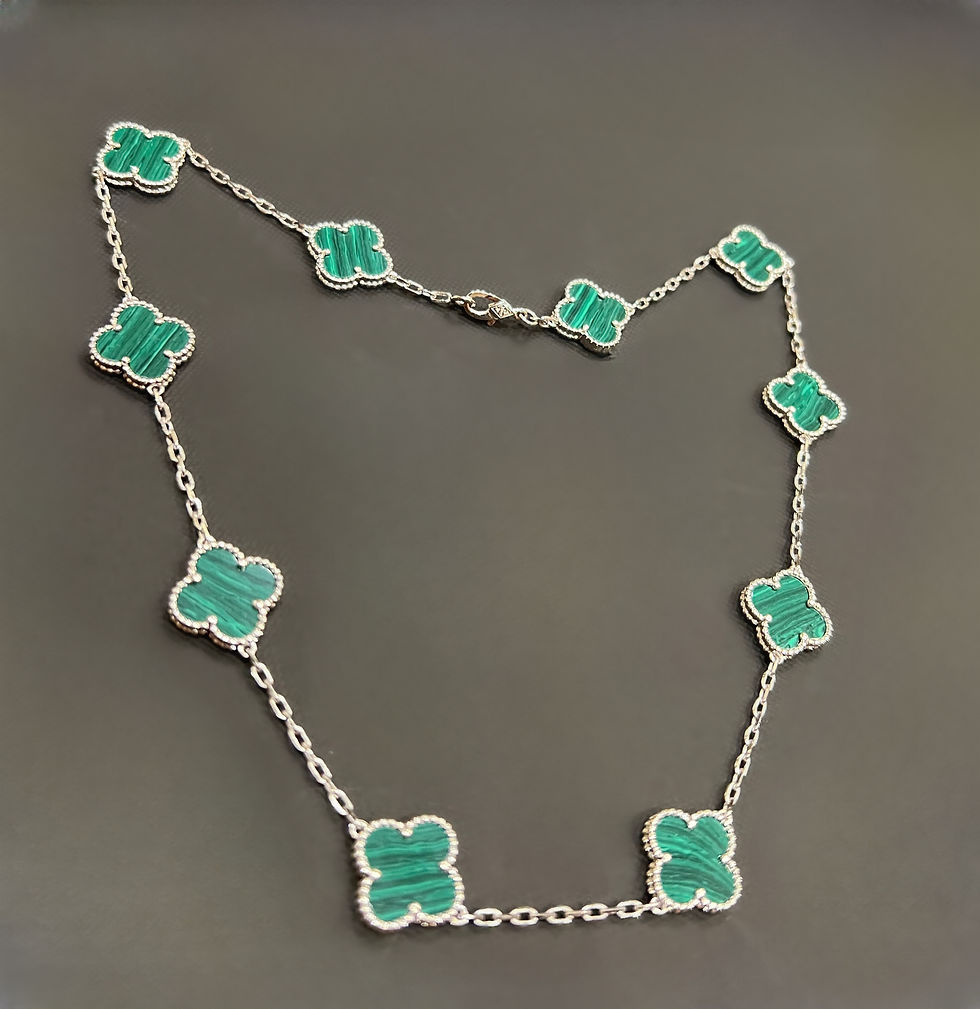 Thumbnail: White Green Four Clover Set ( 10 clover necklace)