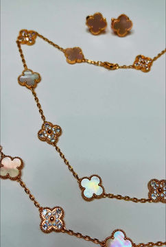 Thumbnail: Rose Gold White Stone Four Clover Full Set(10 clover necklace)