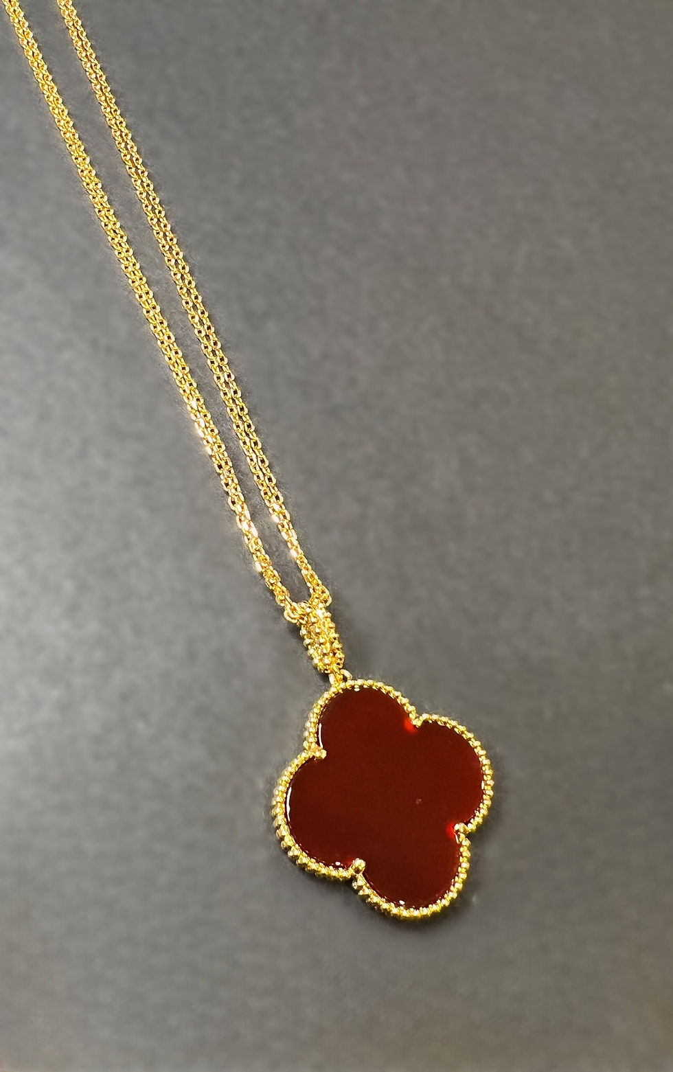 Thumbnail: Golden Red Four Clover Half Set (1 Large clover Necklace )