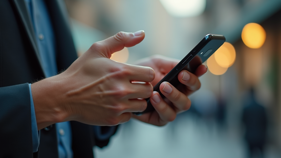 Plano detalle de una mano usando un teléfono móvil para reservar un servicio contable online