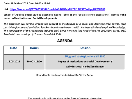 Invitation to the Round Table on 18.5.2022