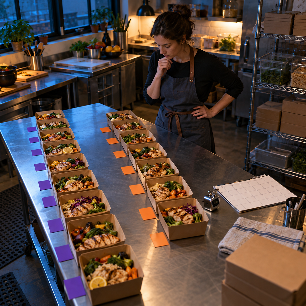Illustrative meal-prep founder compares two restrained creative treatments using real order outcomes.