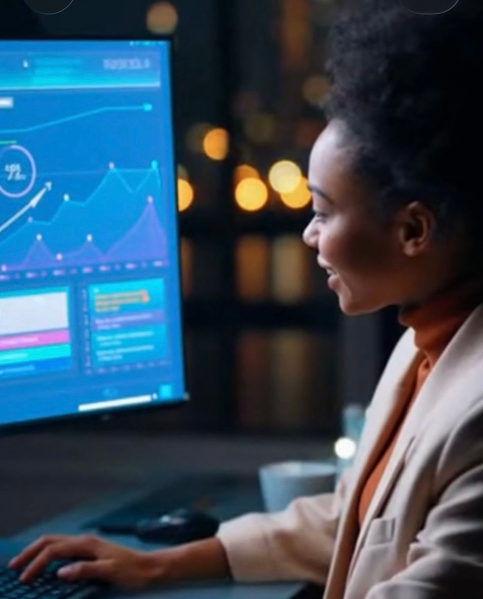 Close-up view of a person working on a laptop with marketing automation software