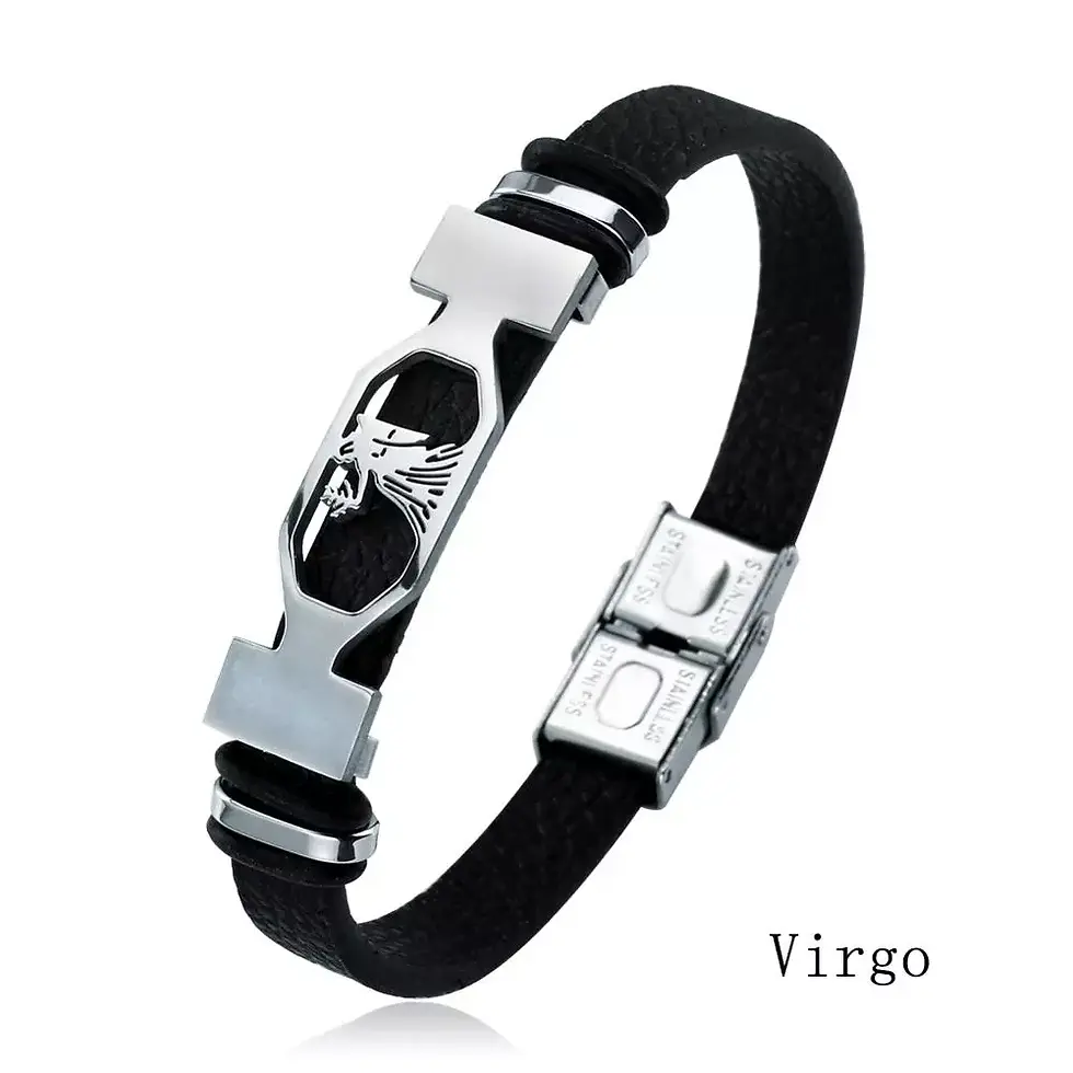 Thumbnail: Bracelet astro en Acier inoxydable et cuir