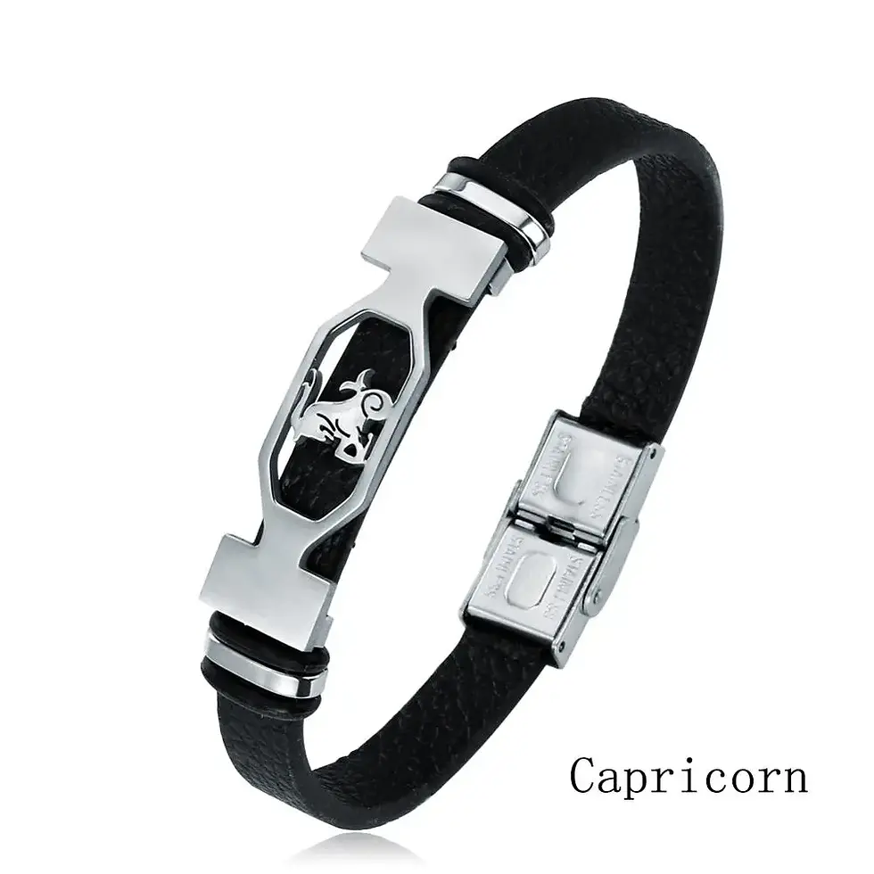 Thumbnail: Bracelet astro en Acier inoxydable et cuir