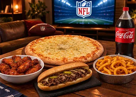 The Ultimate Game Day Feast in Elkins Park, PA – Pizza, Wings, Cheesesteak & More for $50.99