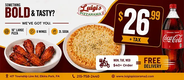 pizza and wings deal Elkins Park PA
