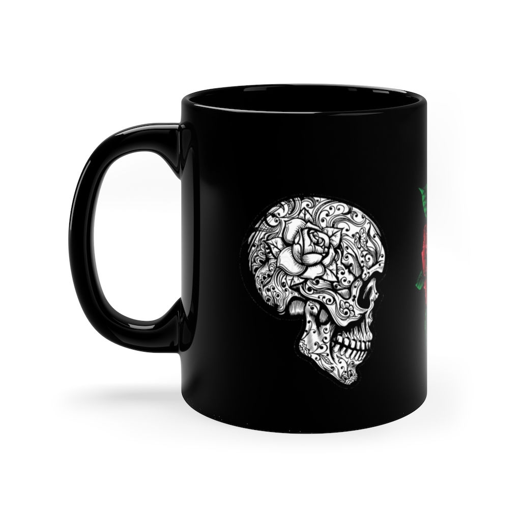 Why You Muggin Me Rose Skull Black Coffee Mug, 11oz