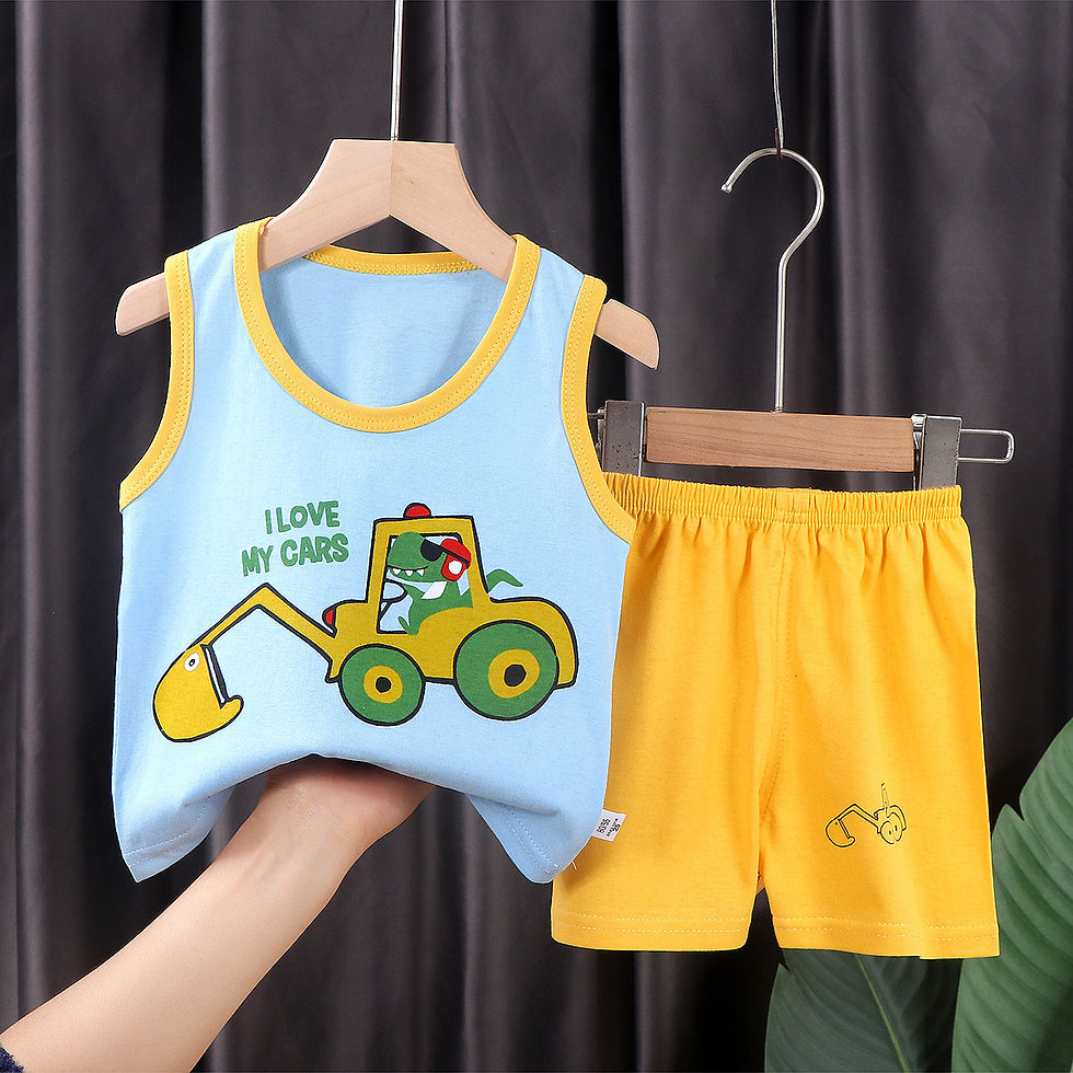 Thumbnail: 2PCS Children Clothing Vest Suit Children's Sets Summer Cotton T-Shirts Shorts B
